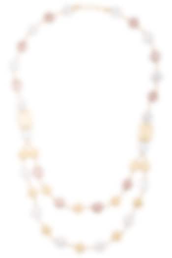 Gold plated pearl double layered necklace by Shillpa Purii