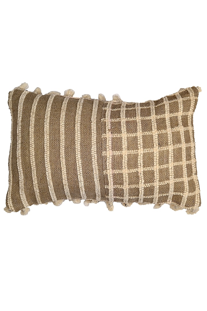 Brown Linen Patchwork Cushion Cover by Solasta at Pernia's Pop Up Shop