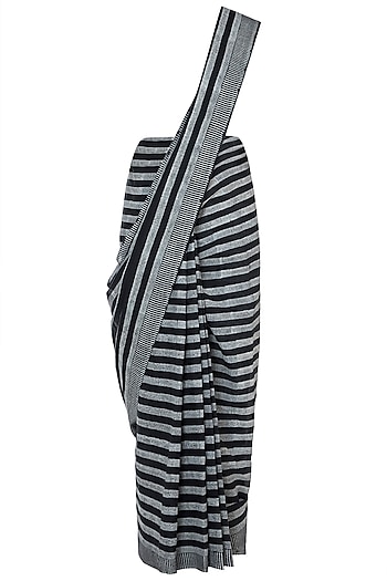 Black Geometric Block Printed Saree Design by Silkwaves at Pernia's Pop ...