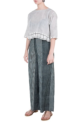 Black Hand Block Printed Palazzo Pants by BANANA Labs