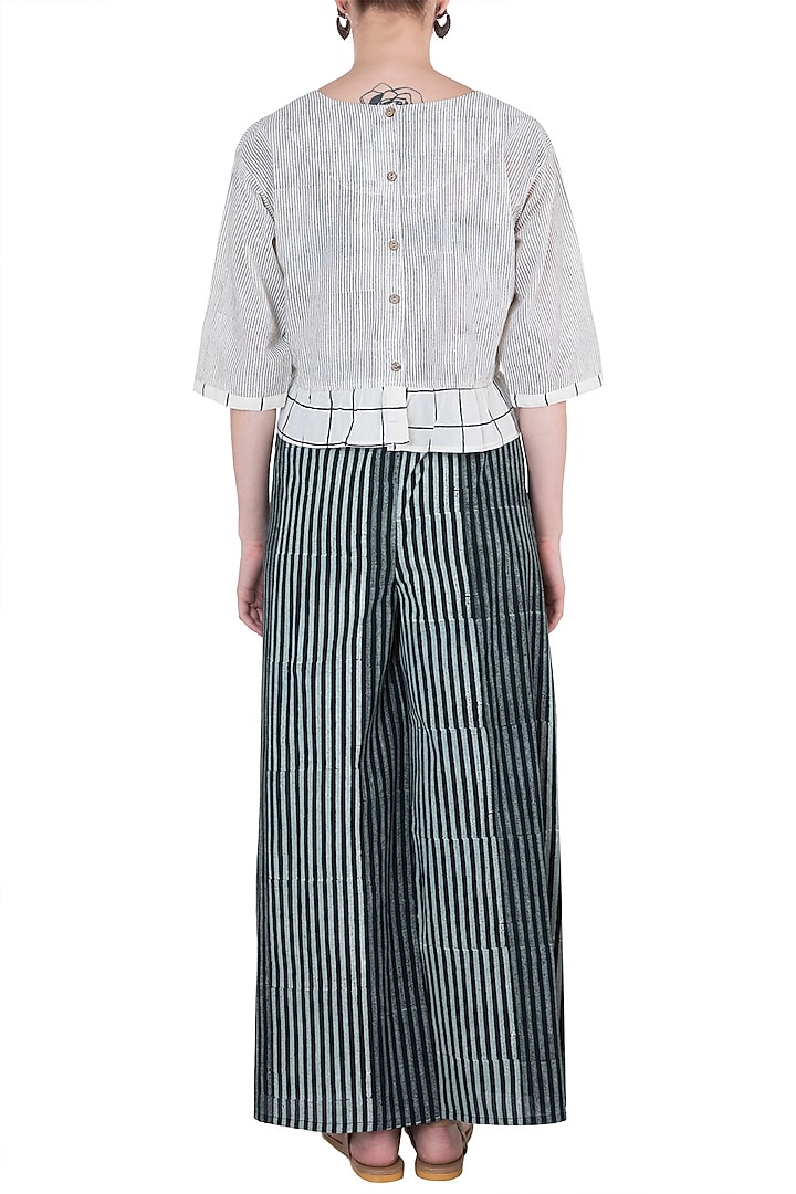 Black Hand Block Printed Palazzo Pants by BANANA Labs at Pernia's Pop Up Shop