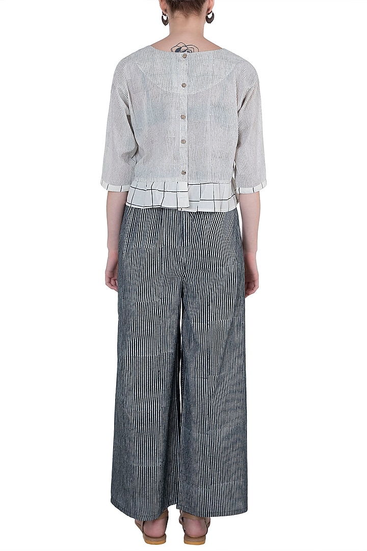 Black Geometric Block Printed Palazzo Pants by BANANA Labs at Pernia's Pop Up Shop