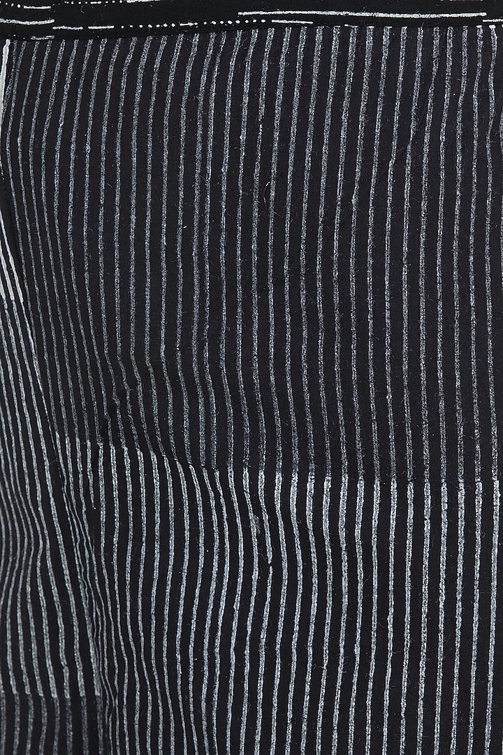 Black & Ivory Hand Block Printed Palazzo Pants by BANANA Labs at Pernia's Pop Up Shop
