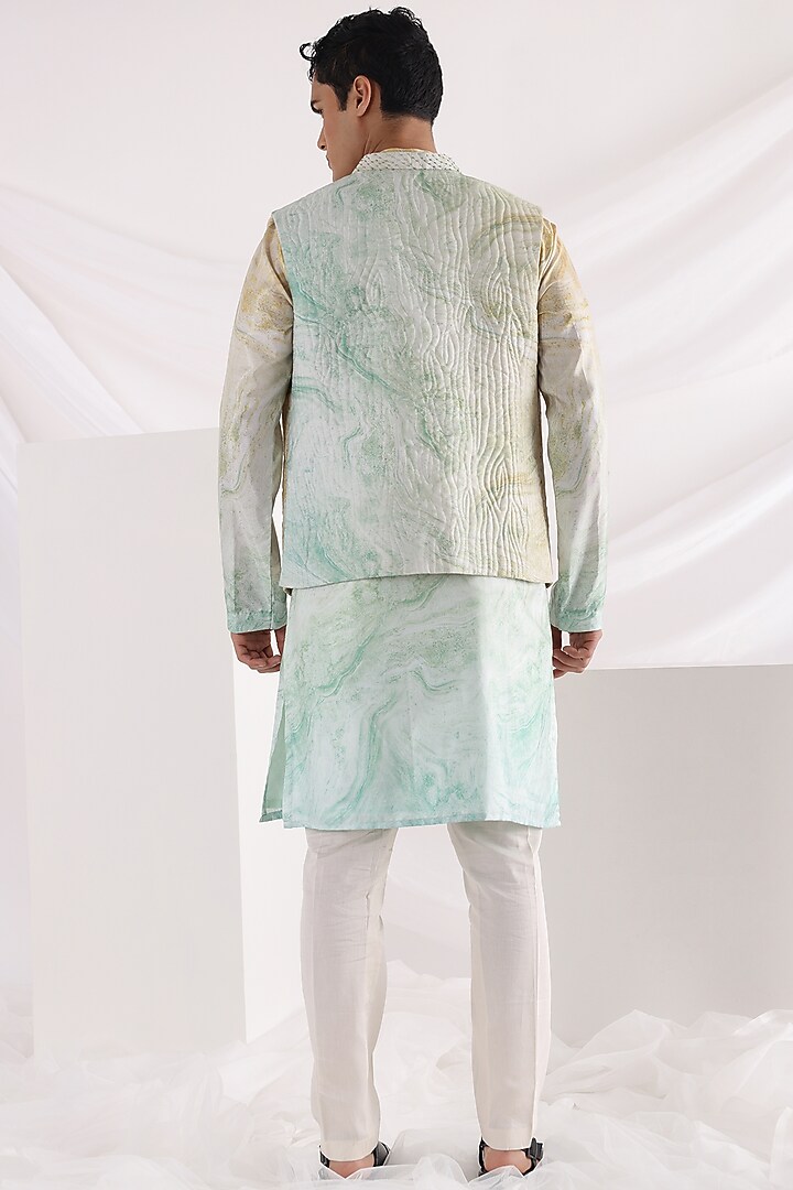 Multi-Colored Flat Silk Printed Indo-Western Set by Smriti By Anju Agarwal Men at Pernia's Pop Up Shop