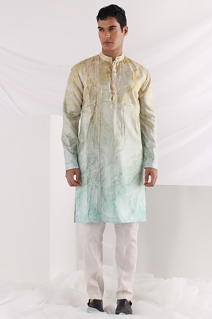 Multi-Colored Flat Silk Printed Indo-Western Set by Smriti By Anju Agarwal Men at Pernia's Pop Up Shop