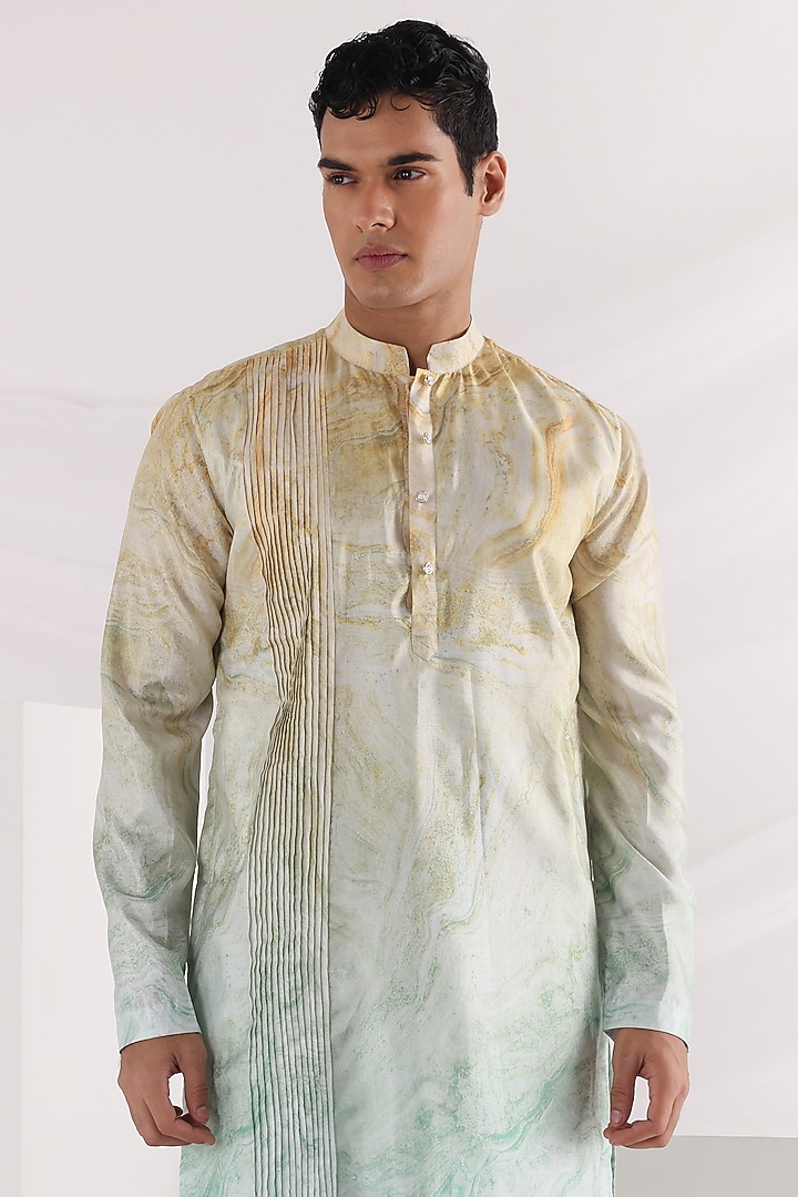 Multi-Colored Flat Silk Printed Indo-Western Set by Smriti By Anju Agarwal Men at Pernia's Pop Up Shop