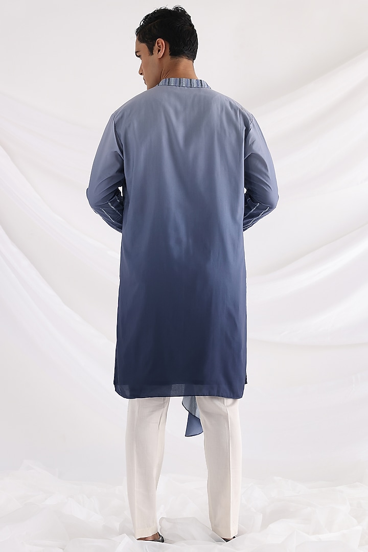 Blue Bam Silk Embroidered kurta Set by Smriti By Anju Agarwal Men at Pernia's Pop Up Shop
