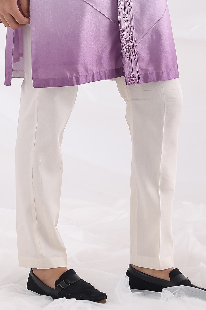 Lavender Ombre Silk Kurta Set by Smriti By Anju Agarwal Men at Pernia's Pop Up Shop