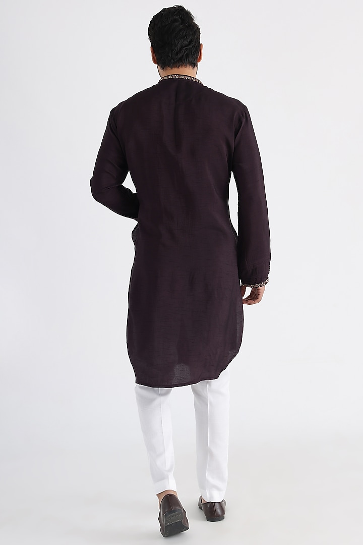 Off-White Linen Satin Hand & Machine Embroidered Bundi Jacket Set by Smriti By Anju Agarwal Men at Pernia's Pop Up Shop