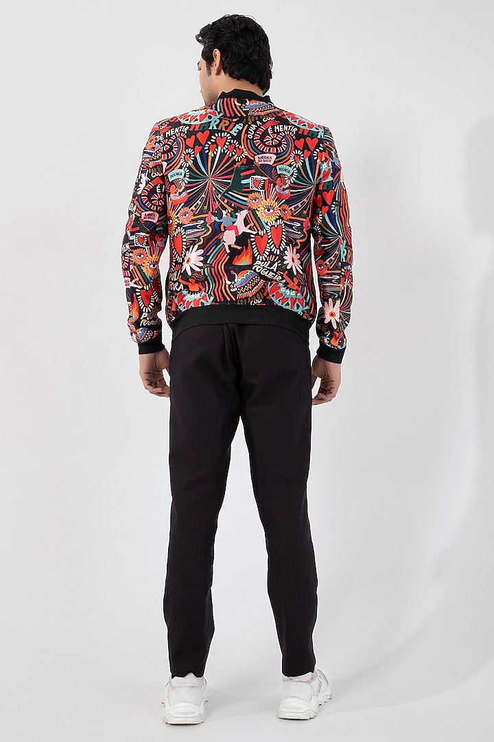 Multi-Colored Satin Bomber Jacket by Smriti by Anju Agarwal Men at Pernia's Pop Up Shop