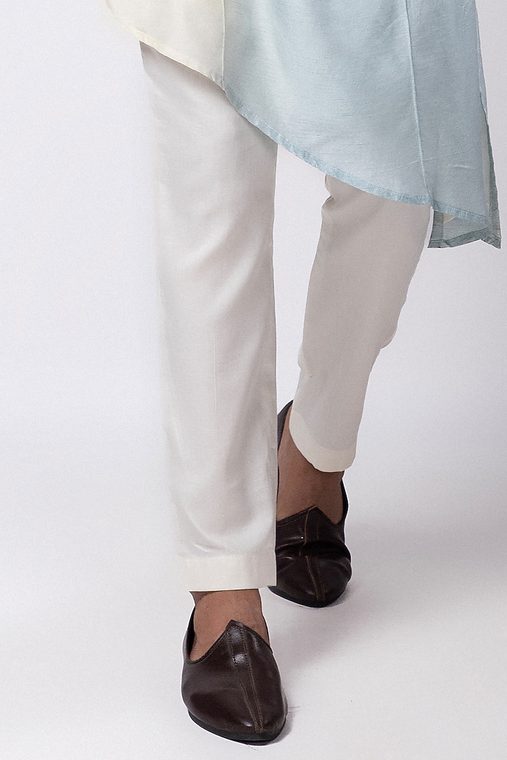 Ivory Linen Satin Threadwork Nehru Jacket Set by Smriti by Anju Agarwal Men at Pernia's Pop Up Shop