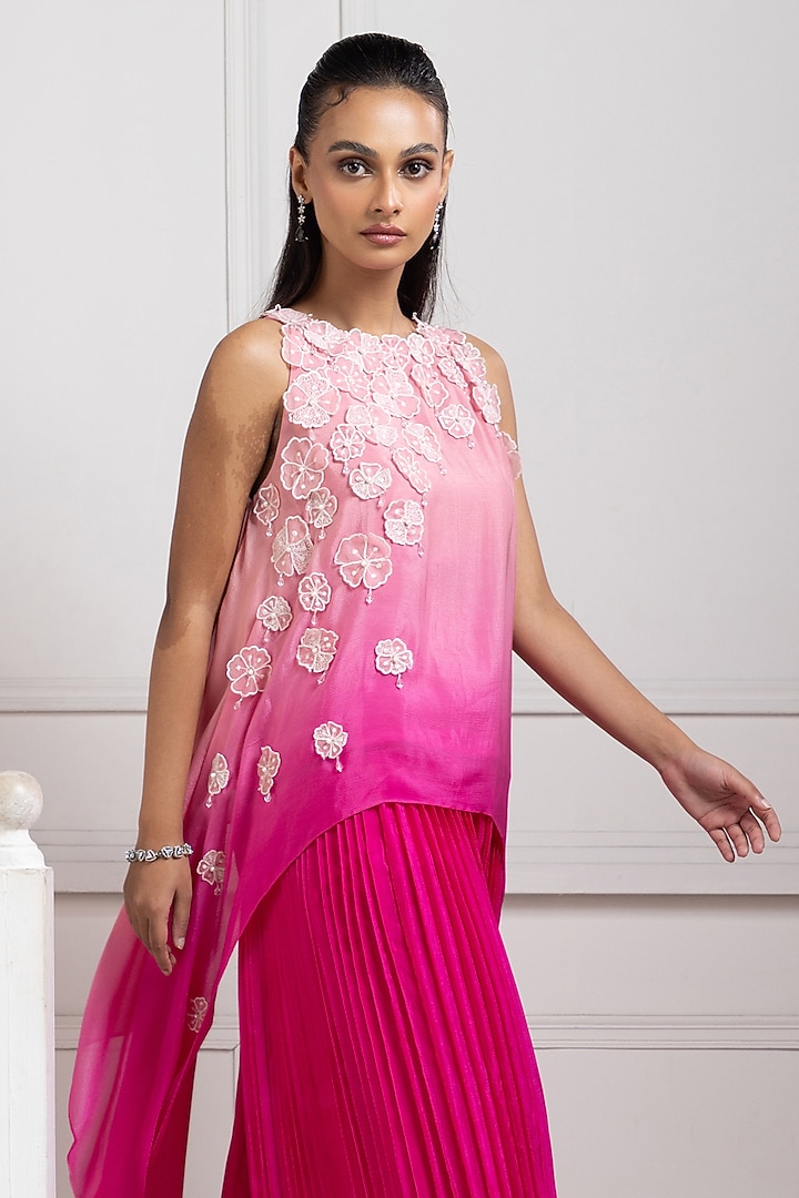 Pink Chiffon Pant Set by Smriti by Anju Agarwal at Pernia's Pop Up Shop