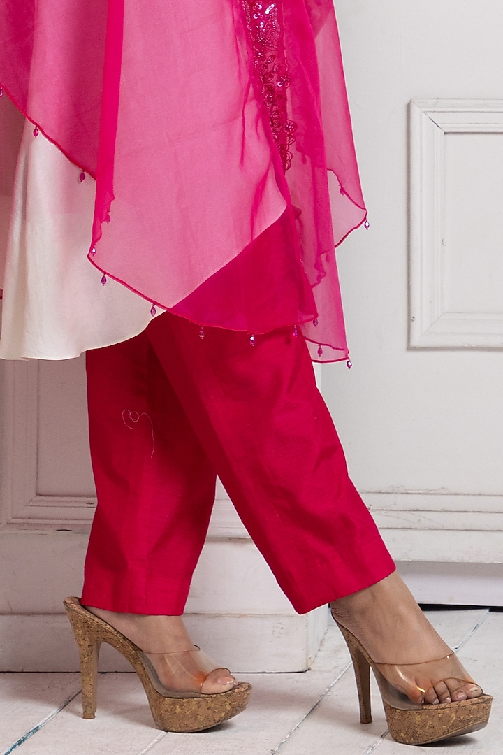 Pink Organza Sequins & Bead Work Cape Set by Smriti by Anju Agarwal at Pernia's Pop Up Shop
