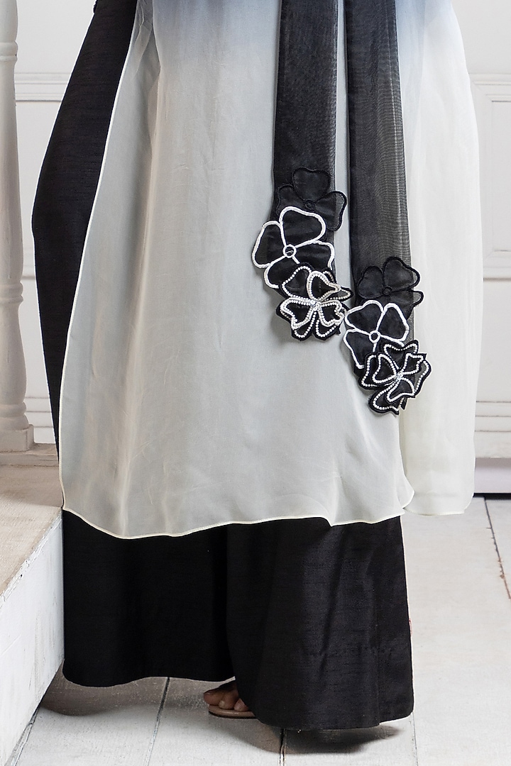 Deep Black Georgette Embellished Jumpsuit With Wrap by Smriti by Anju Agarwal at Pernia's Pop Up Shop