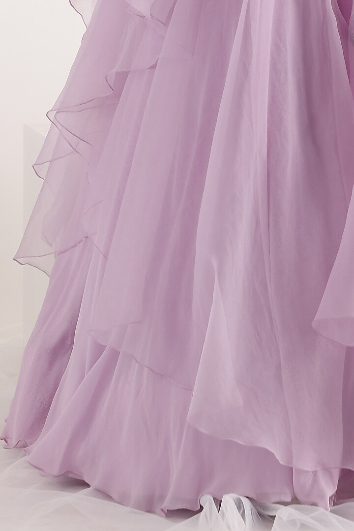 Lavender Organza & Crepe Wedding Lehenga Set by Smriti by Anju Agarwal at Pernia's Pop Up Shop