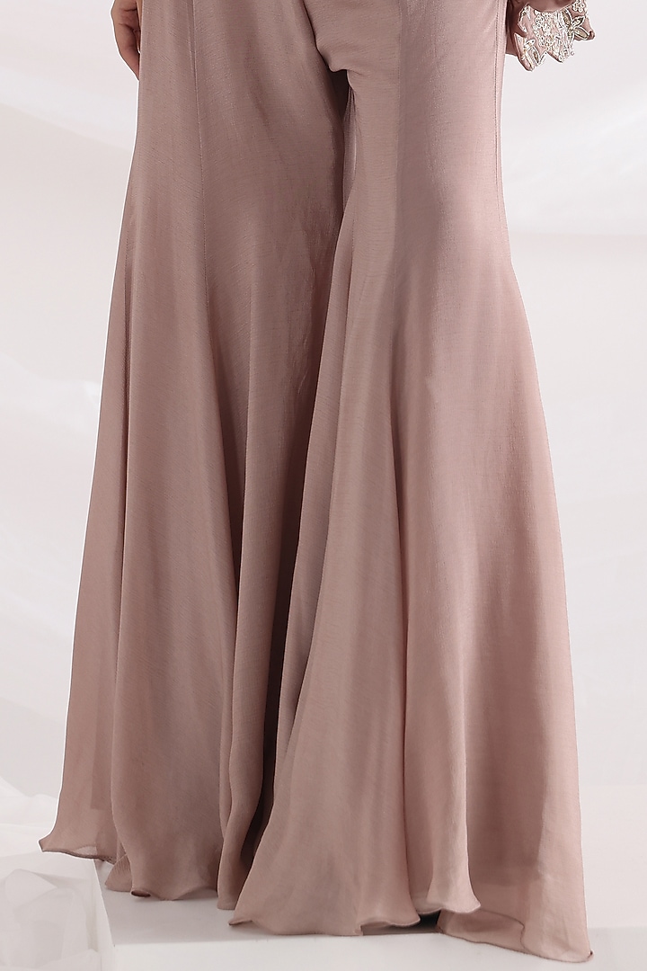 Blush Pink Satin Organza Embroidered Jacket Set by Smriti by Anju Agarwal at Pernia's Pop Up Shop
