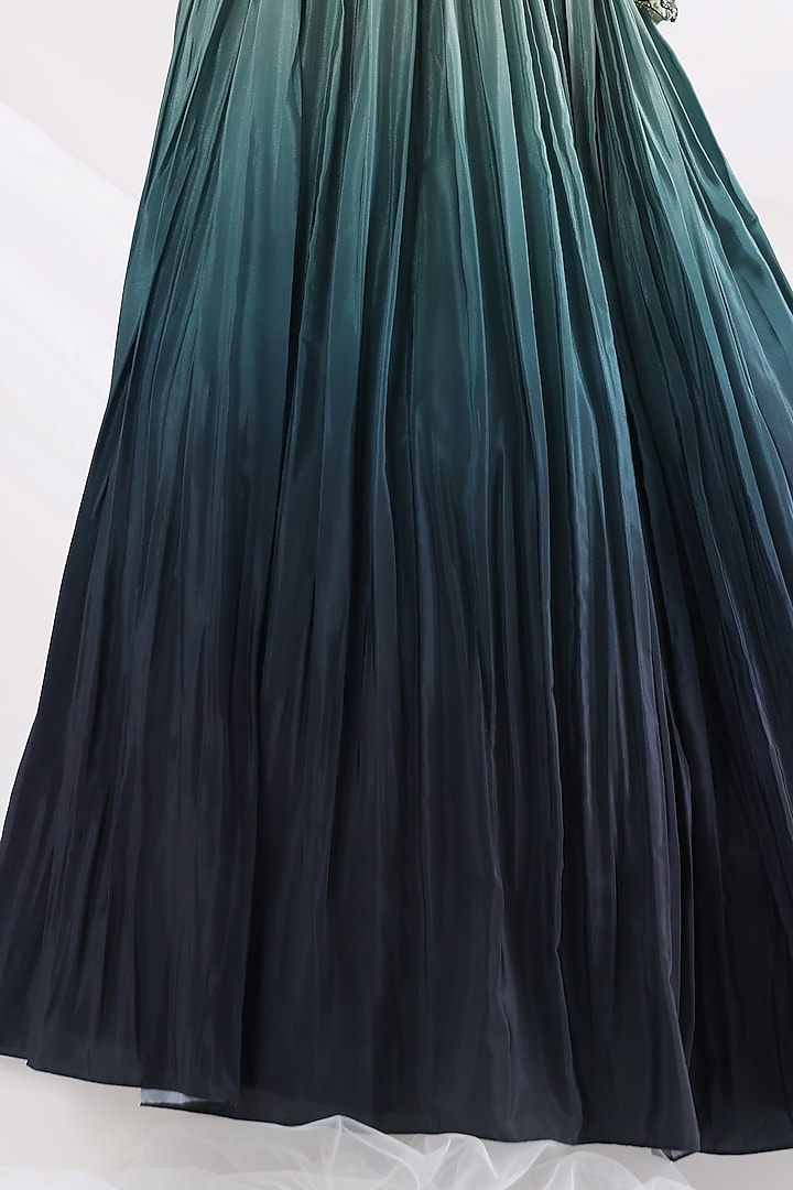 Lucia Green Silk & Taffeta Jacket Wedding Lehenga Set by Smriti by Anju Agarwal at Pernia's Pop Up Shop