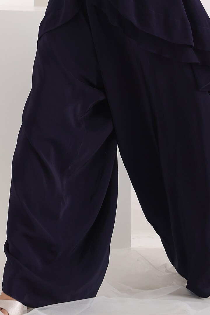Dark Purple Crepe & Taffeta Co-Ord Set by Smriti by Anju Agarwal at Pernia's Pop Up Shop