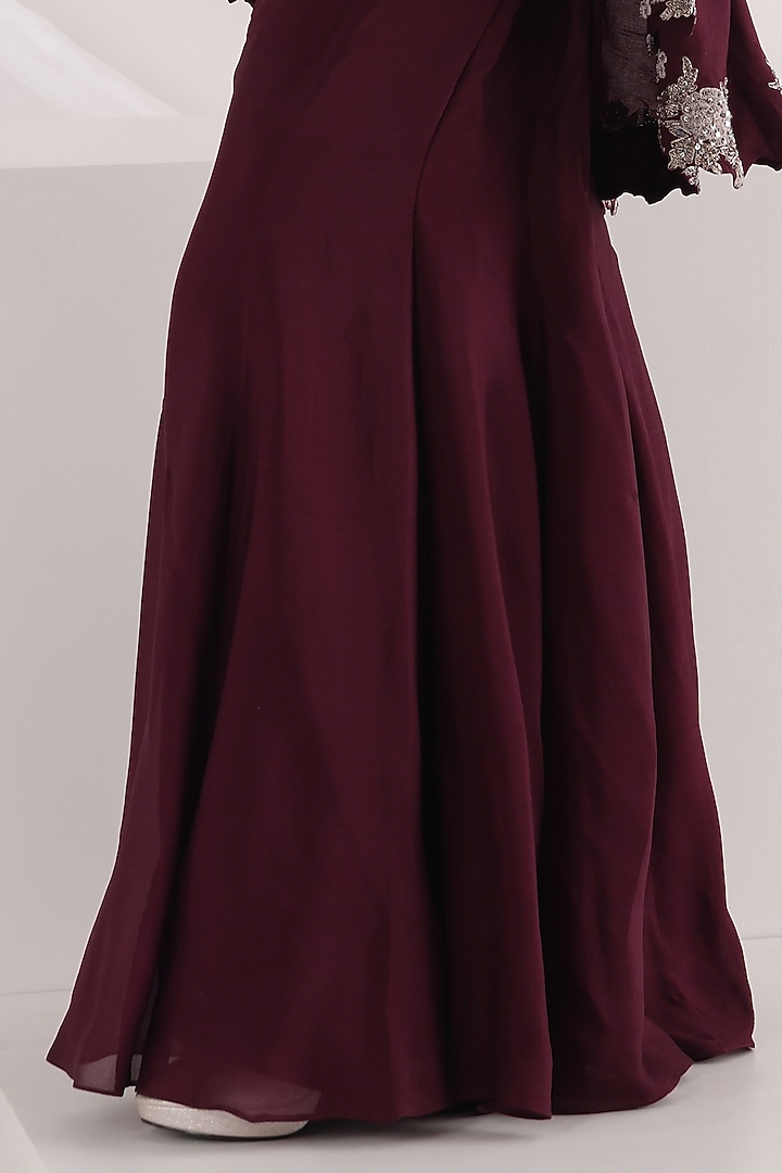 Plum Chinnon & Taffeta Co-Ord Set by Smriti by Anju Agarwal at Pernia's Pop Up Shop