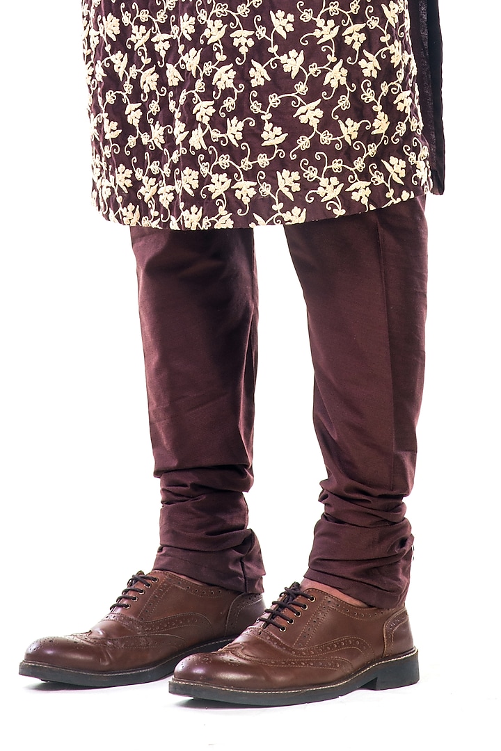 Tobacco Cotton Silk Printed Kurta Set by Smriti By Anju Agarwal Men at Pernia's Pop Up Shop