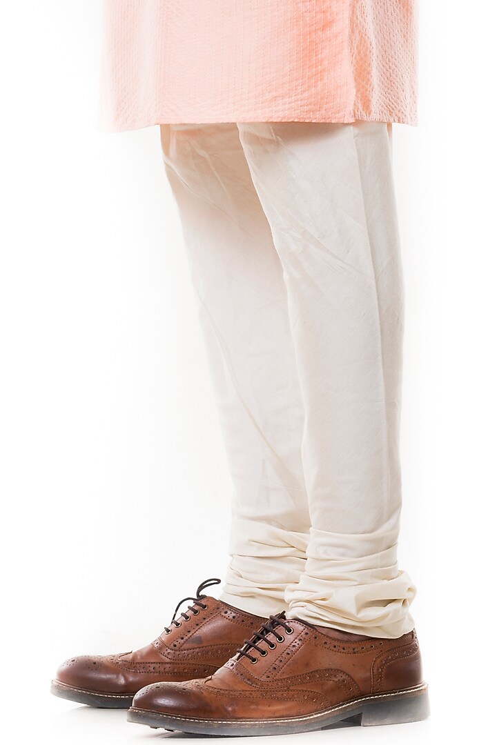 Peach Raw Silk Cord Embroidered Bundi Jacket Set by Smriti By Anju Agarwal Men at Pernia's Pop Up Shop