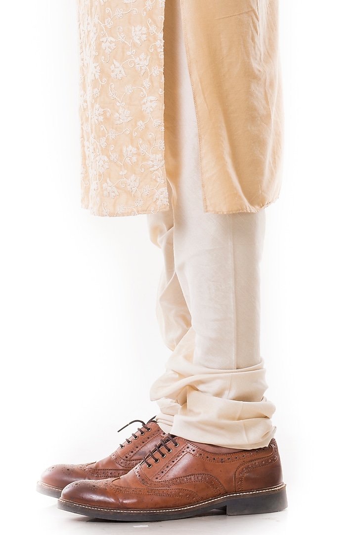 Beige Dori Embroidered Kurta Set by Smriti By Anju Agarwal Men at Pernia's Pop Up Shop