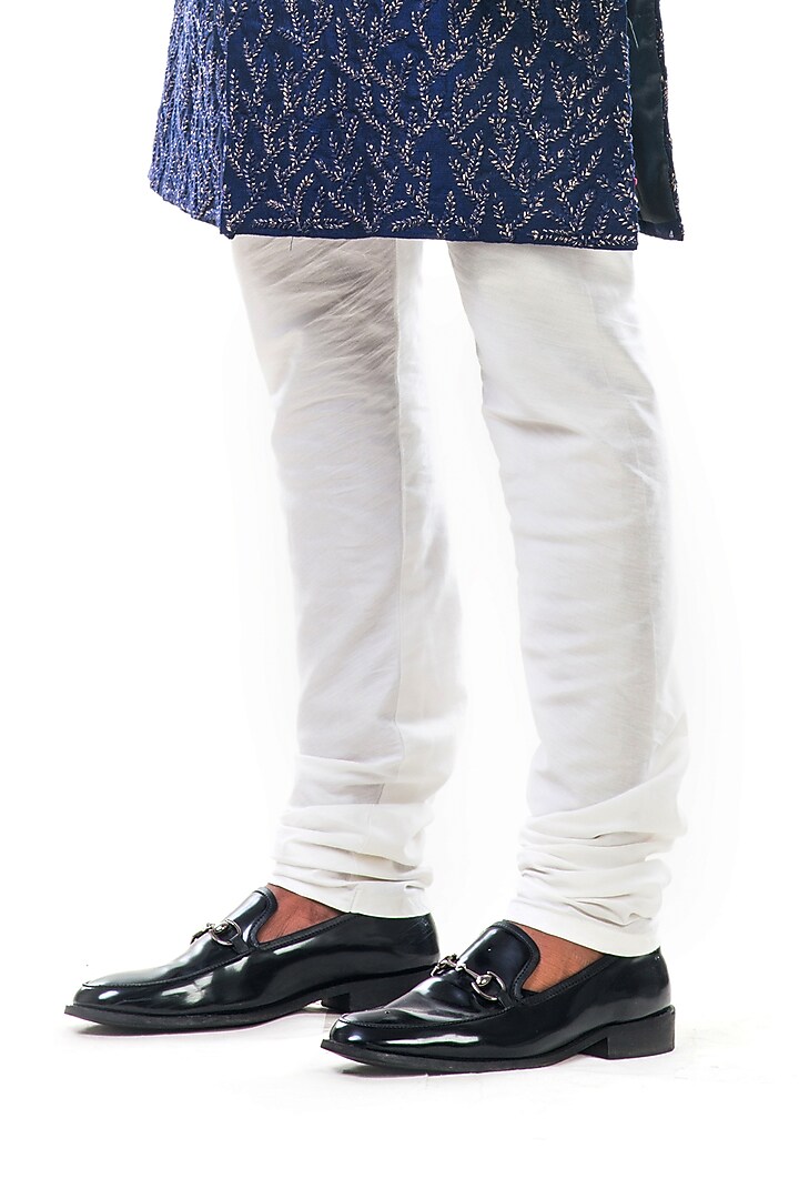 Midnight Blue Hand Embroidered Wedding Sherwani Set by Smriti By Anju Agarwal Men at Pernia's Pop Up Shop