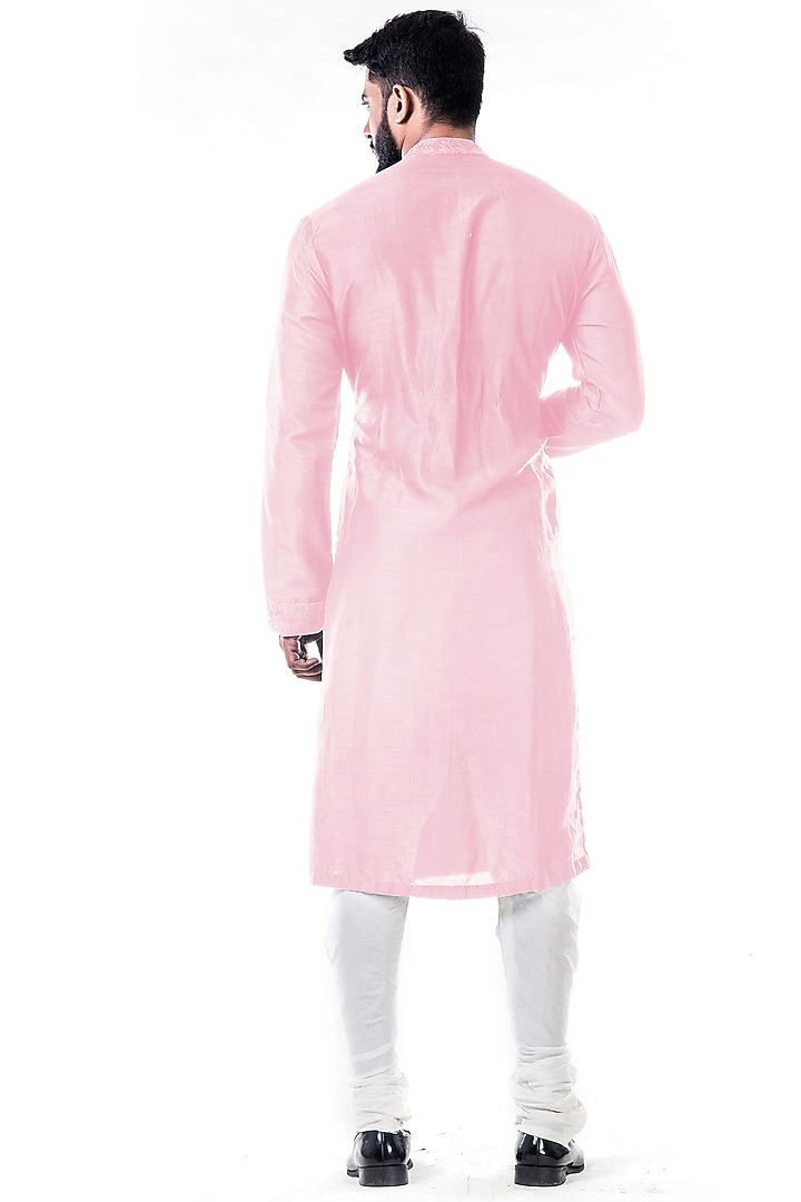 Pink Aari Embroidered Kurta Set by Smriti By Anju Agarwal Men at Pernia's Pop Up Shop