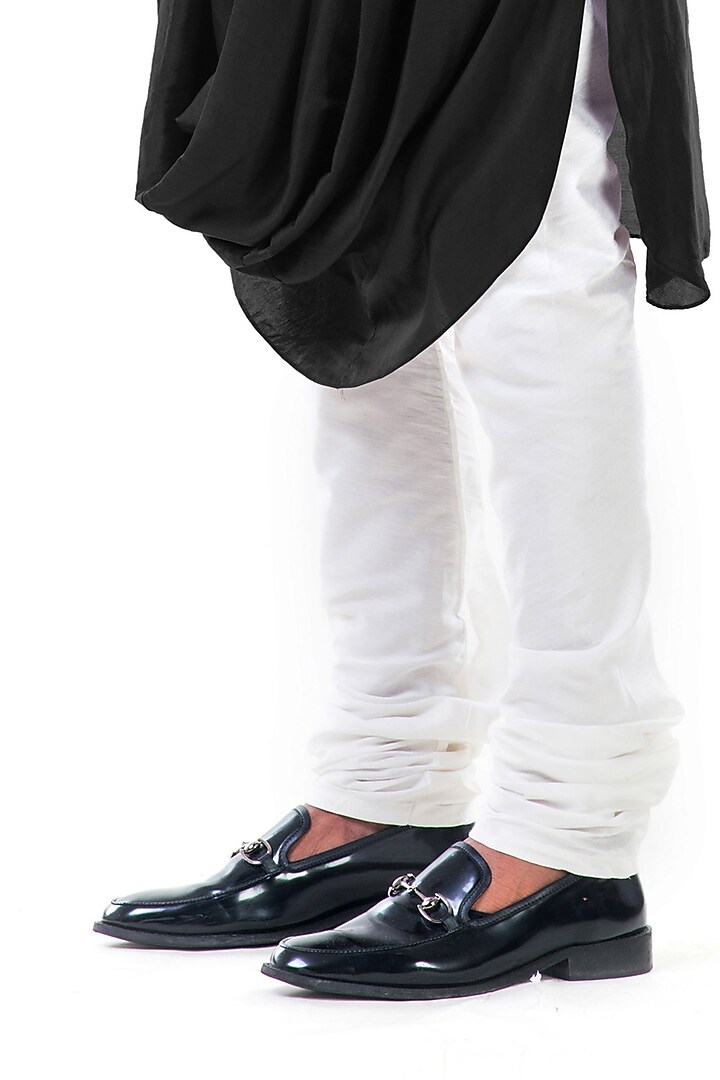 Black Double Cowl Kurta Set by Smriti By Anju Agarwal Men at Pernia's Pop Up Shop