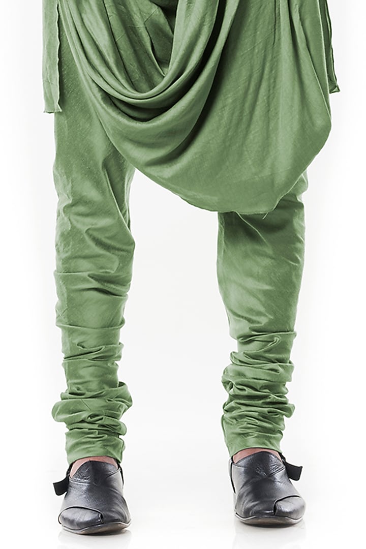 Pistachio Green Raw Silk Embroidered Nehru Jacket Set by Smriti By Anju Agarwal Men at Pernia's Pop Up Shop