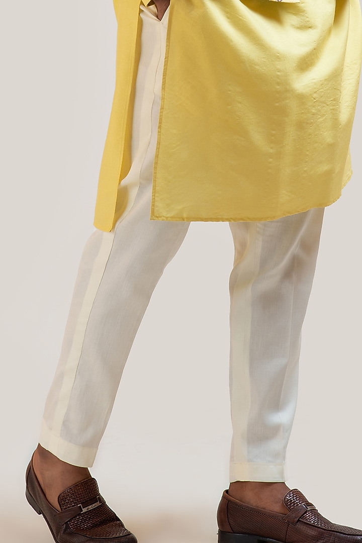 Yellow BAmberg Silk Mirror Work Bundi Jacket Set by Smriti by Anju Agarwal Men at Pernia's Pop Up Shop