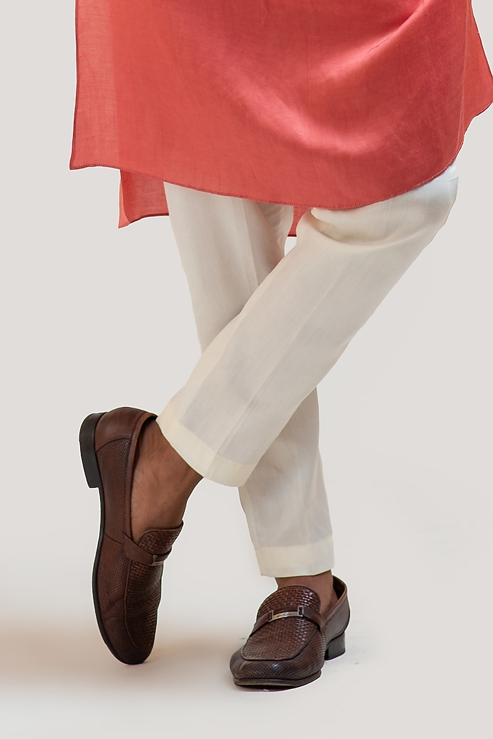 Rust Red Embroidered Kurta Set by Smriti by Anju Agarwal Men at Pernia's Pop Up Shop