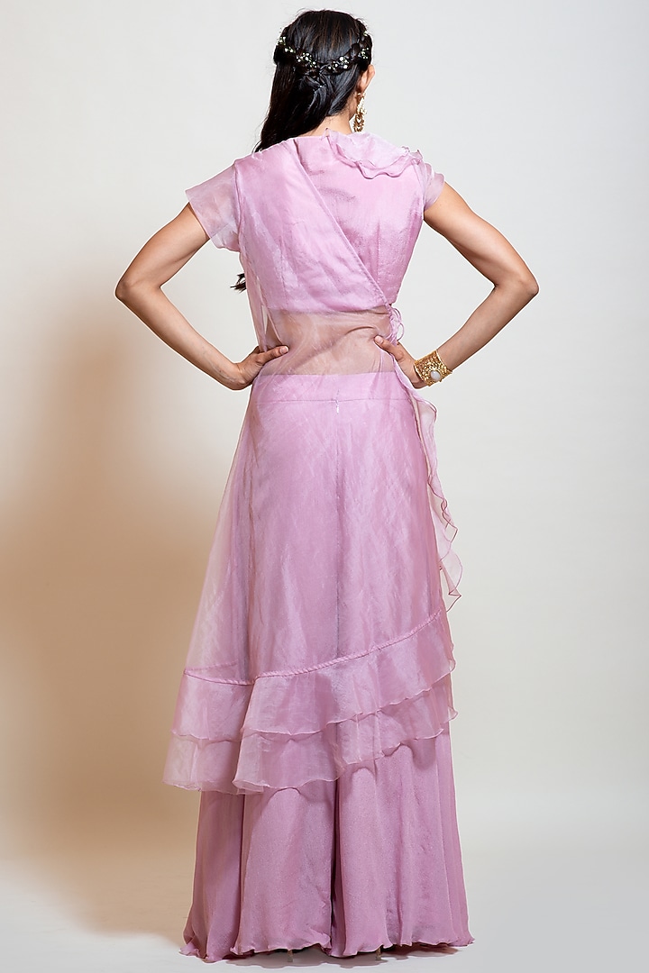 Lavender Organza Embroidered Jacket Set by Smriti by Anju Agarwal at Pernia's Pop Up Shop
