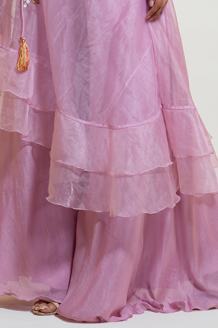Lavender Organza Embroidered Jacket Set by Smriti by Anju Agarwal at Pernia's Pop Up Shop