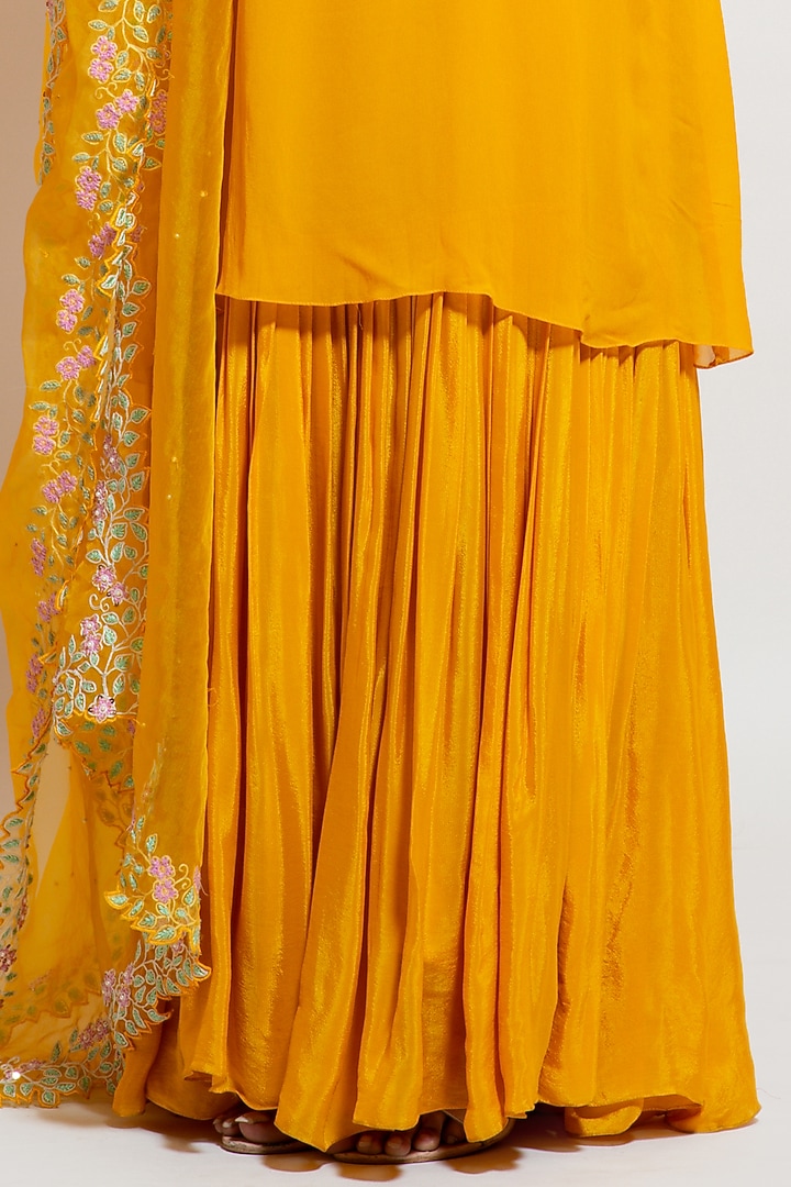 Women Yellow Georgette Designer Embroidery Work Kurta Set With Dupatta