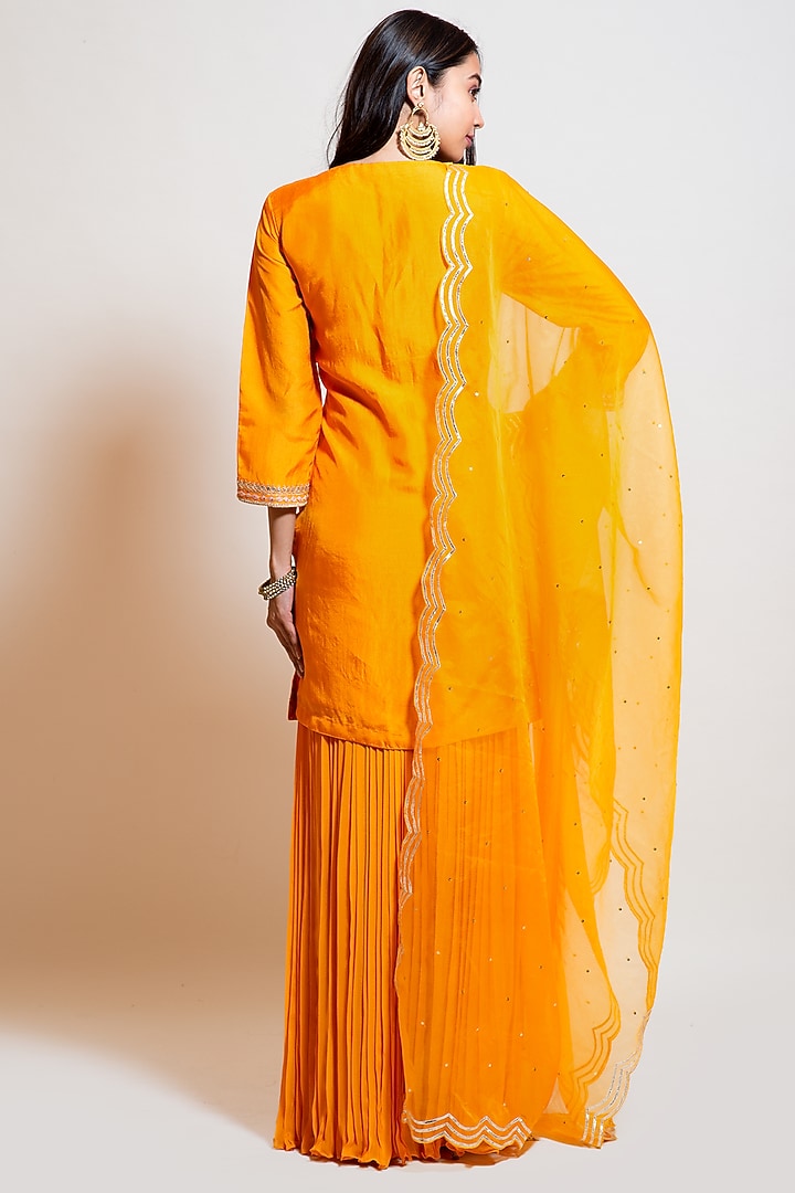 Light Orange Georgette Party Wear Sharara Set by Smriti by Anju Agarwal at Pernia's Pop Up Shop