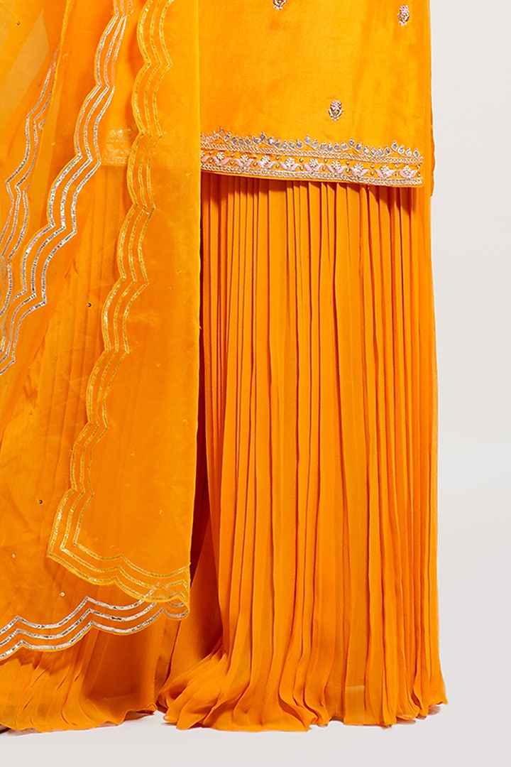 Light Orange Georgette Party Wear Sharara Set by Smriti by Anju Agarwal at Pernia's Pop Up Shop