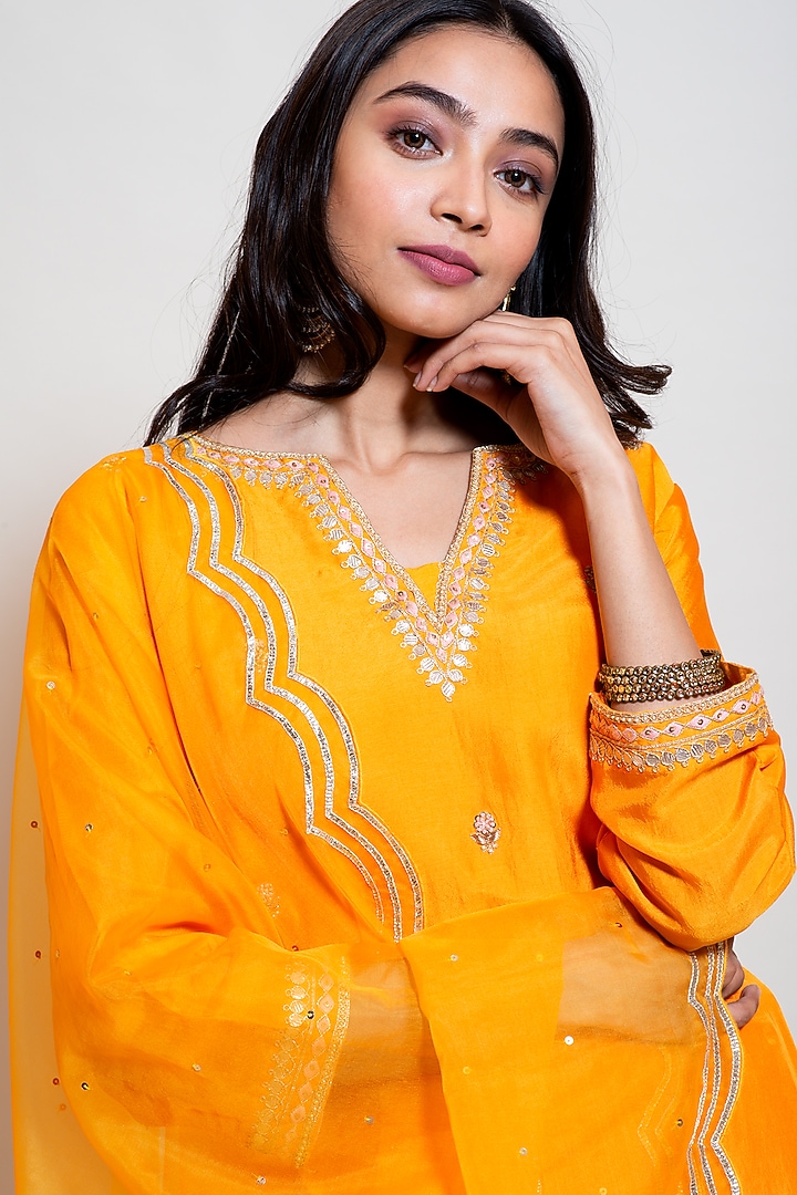 Light Orange Georgette Party Wear Sharara Set by Smriti by Anju Agarwal at Pernia's Pop Up Shop