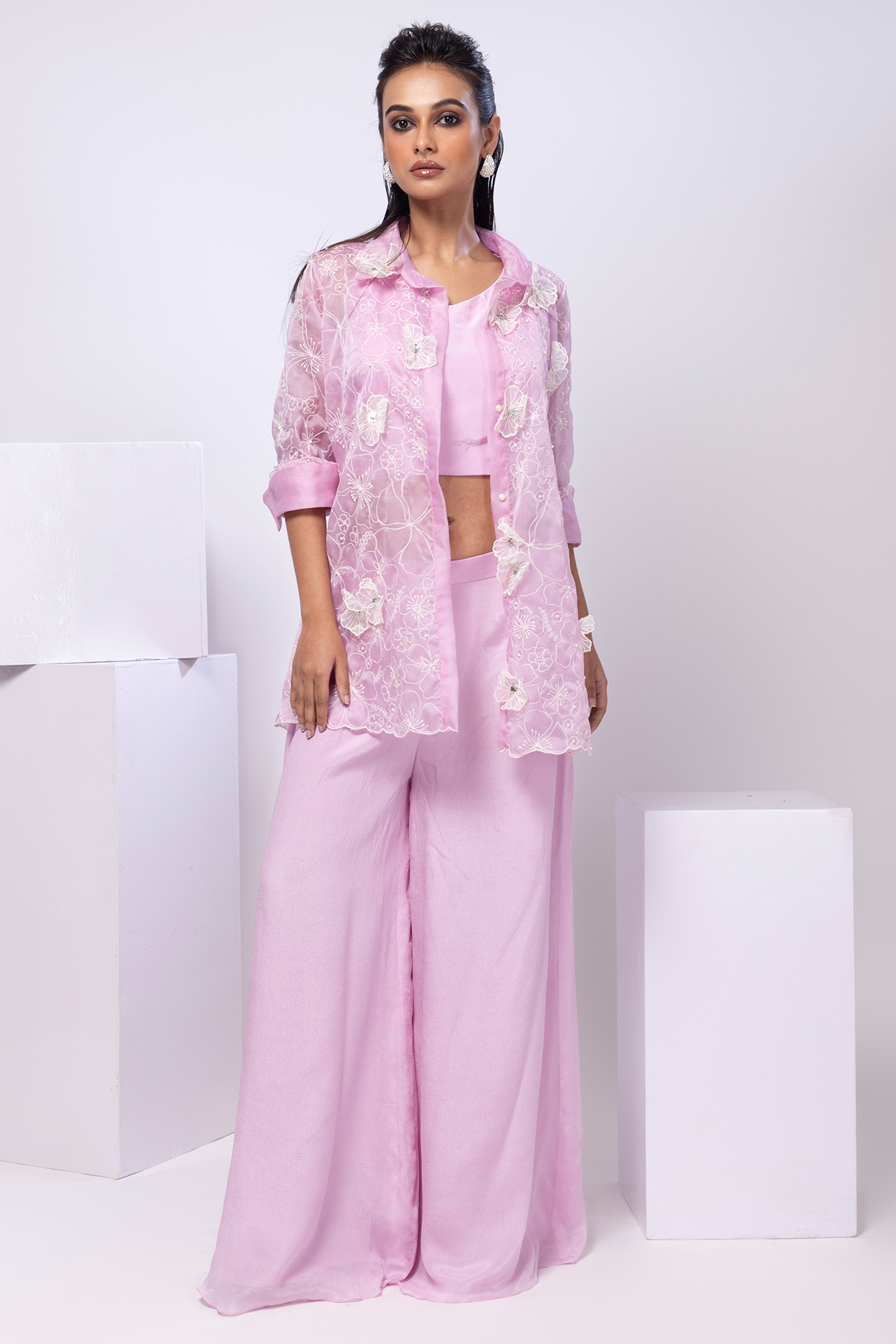 Lavender Chinon Sequins Embellished Co-Ord Set by Smriti by Anju Agarwal at Pernia's Pop Up Shop