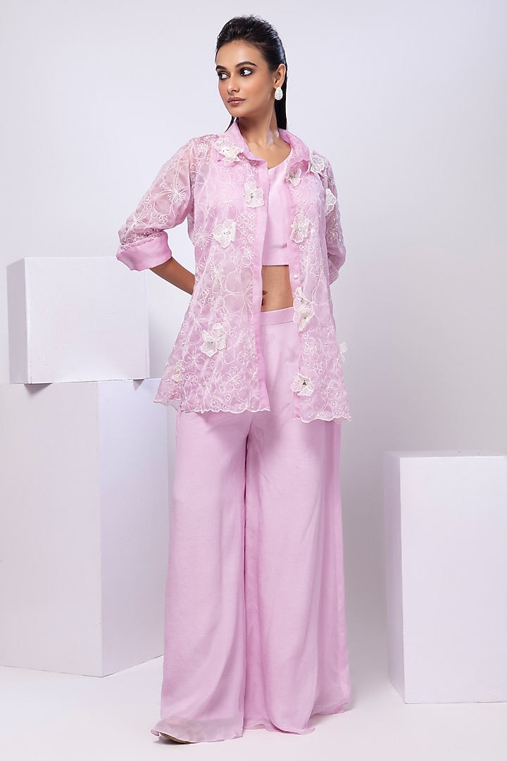 Lavender Chinon Sequins Embellished Co-Ord Set by Smriti by Anju Agarwal at Pernia's Pop Up Shop