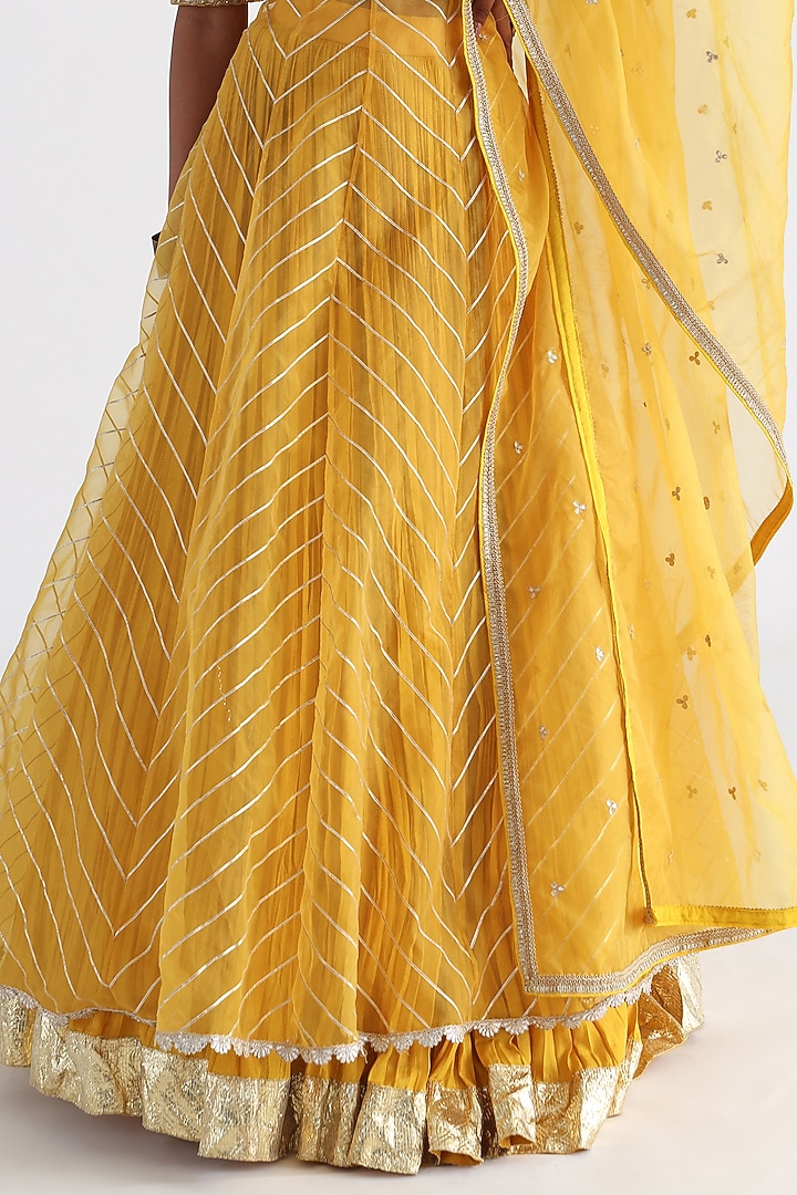 Yellow Bam Silk & Mulmul Skirt Set by Smriti by Anju Agarwal at Pernia's Pop Up Shop