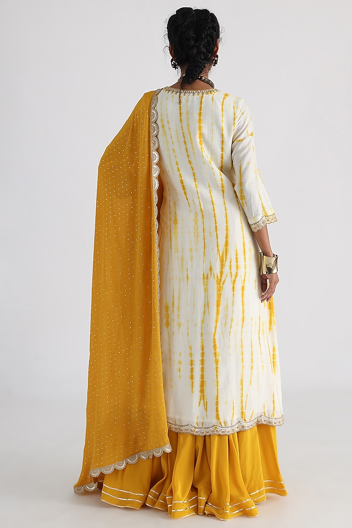 Yellow Crepe Flared Wedding Sharara Set by Smriti by Anju Agarwal at Pernia's Pop Up Shop