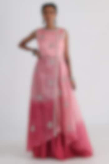 Pink Chinon & Taffeta Sharara Set by Smriti by Anju Agarwal at Pernia's Pop Up Shop