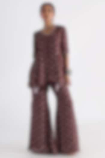 Brown Georgette Satin & Taffeta Printed Co-Ord Set by Smriti by Anju Agarwal at Pernia's Pop Up Shop