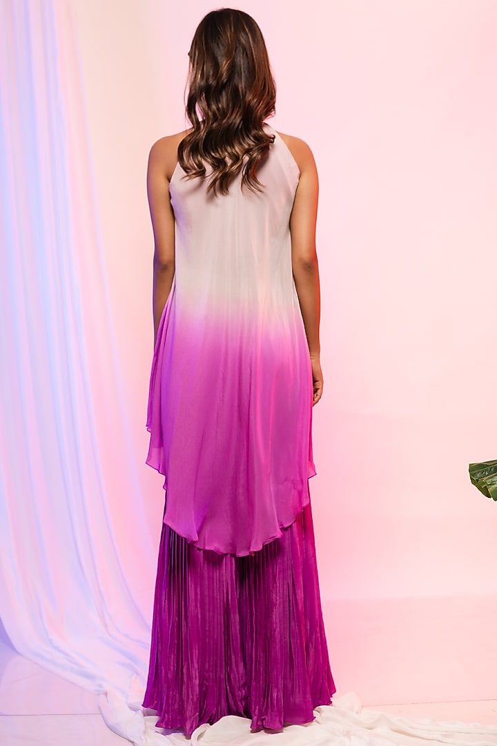 Periwinkle Purple Crepe Pant Set by Smriti by Anju Agarwal at Pernia's Pop Up Shop
