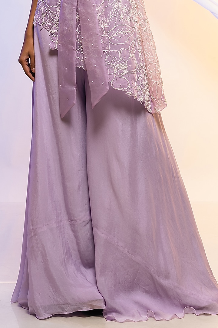 Lavender Organza Embroidered Jacket Set by Smriti by Anju Agarwal at Pernia's Pop Up Shop
