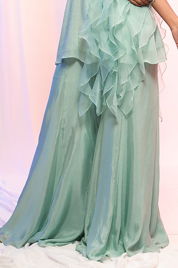 Aqua Chinon Pant Set by Smriti by Anju Agarwal at Pernia's Pop Up Shop