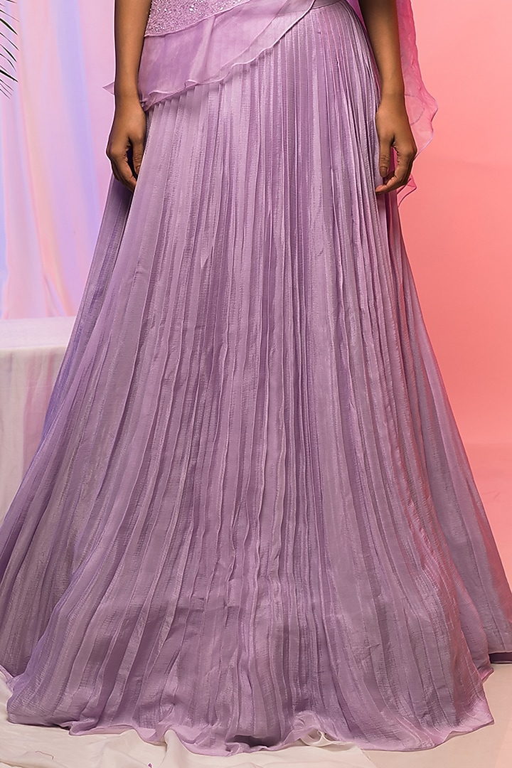 Lavender Chinon Wedding Lehenga Set by Smriti by Anju Agarwal at Pernia's Pop Up Shop