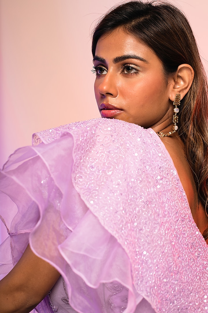 Lavender Chinon Wedding Lehenga Set by Smriti by Anju Agarwal at Pernia's Pop Up Shop