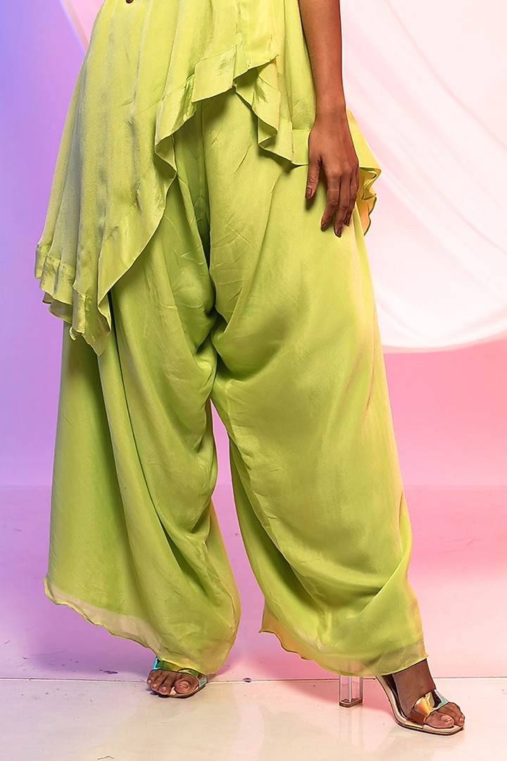Lime Green Crepe Co-Ord Set by Smriti by Anju Agarwal at Pernia's Pop Up Shop